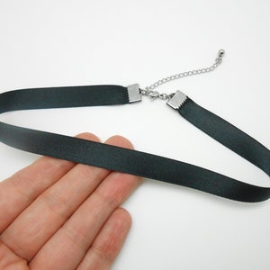 Choker necklace in black satin and stainless steel, Valentine's Day gift, dog collar