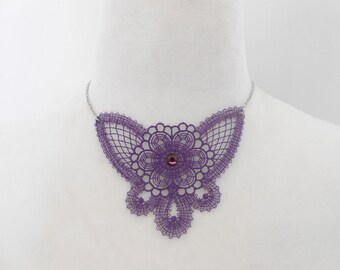 lace necklace with stainless steel chain