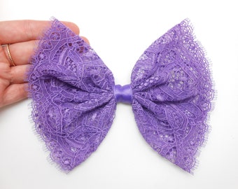 Purple lace bow made in France to sew, creative haberdashery