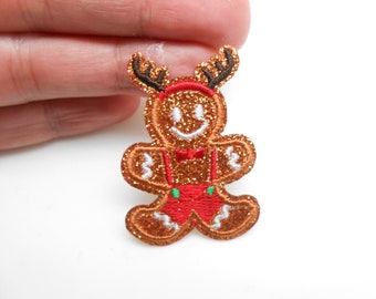 Gingerbread man patch, iron-on patch, hide a hole, patch, customization