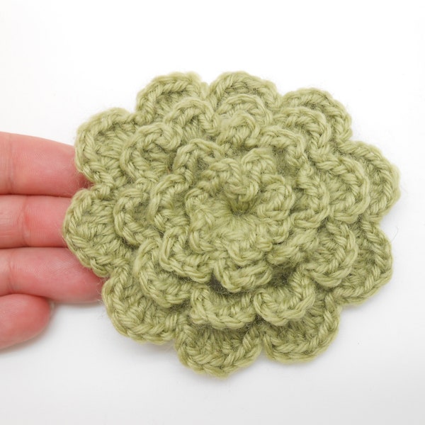 Fleur verte en crochet, fleur à coudre, customisation