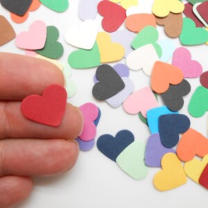 100 cœurs en papier épais multicolores, cœurs scrapbooking, paper cut, carterie, collage, embellissements, confettis cœurs