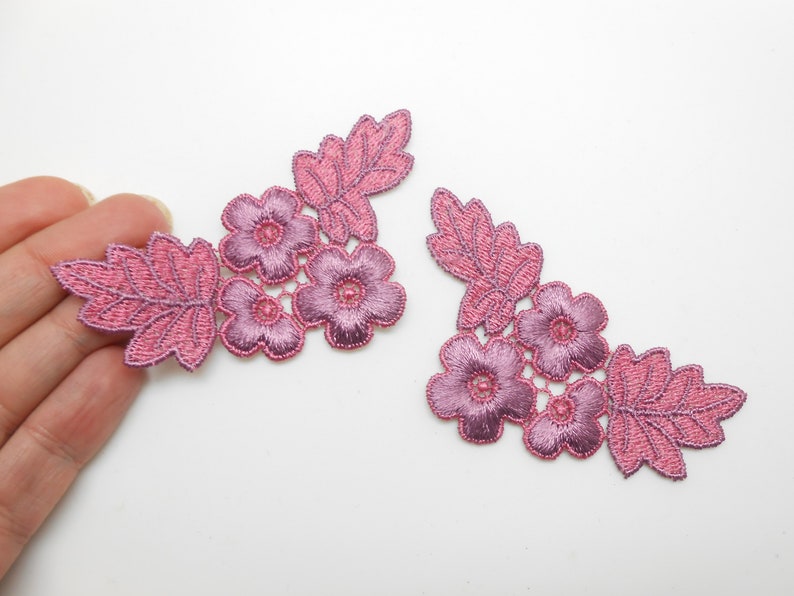 Pink guipure appliques, pink lace, lingerie lace, customization image 1