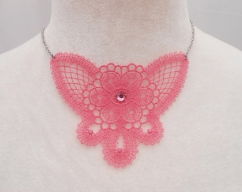 lace necklace with stainless steel chain