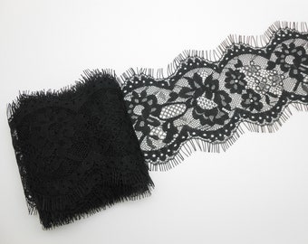 2.90 meters of black lace ribbon 10.5 cm wide