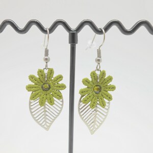 Stainless Steel Green Flower Stud Earrings, Gift for Mom, Mother&#39;s Day, Christmas Gift