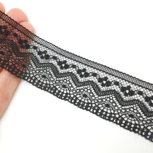 Black stretch Calais lace ribbon image 2