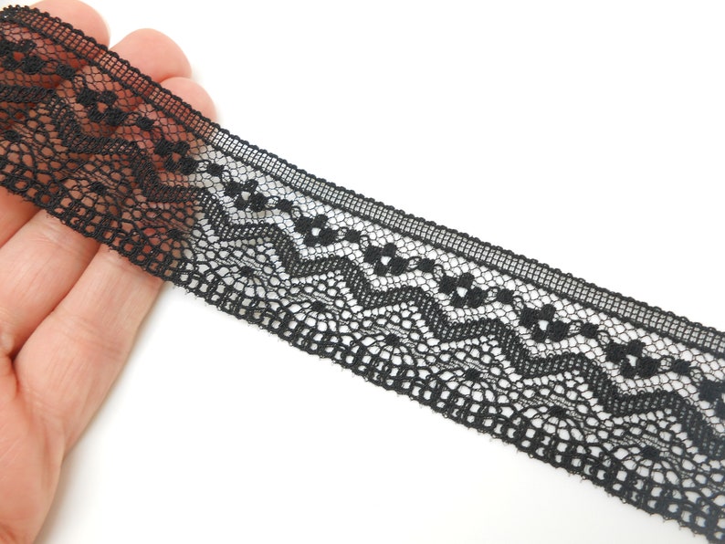 Black stretch Calais lace ribbon image 2