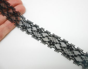 1 meter of black lace ribbon, black ribbon, fancy ribbon