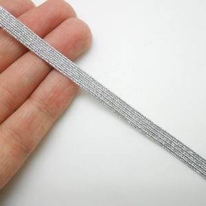 1 meter of silver elastic tape 6 mm wide, elastic for mask image 1