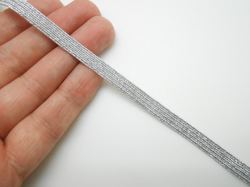 1 meter of silver elastic tape 6 mm wide, elastic for mask image 1