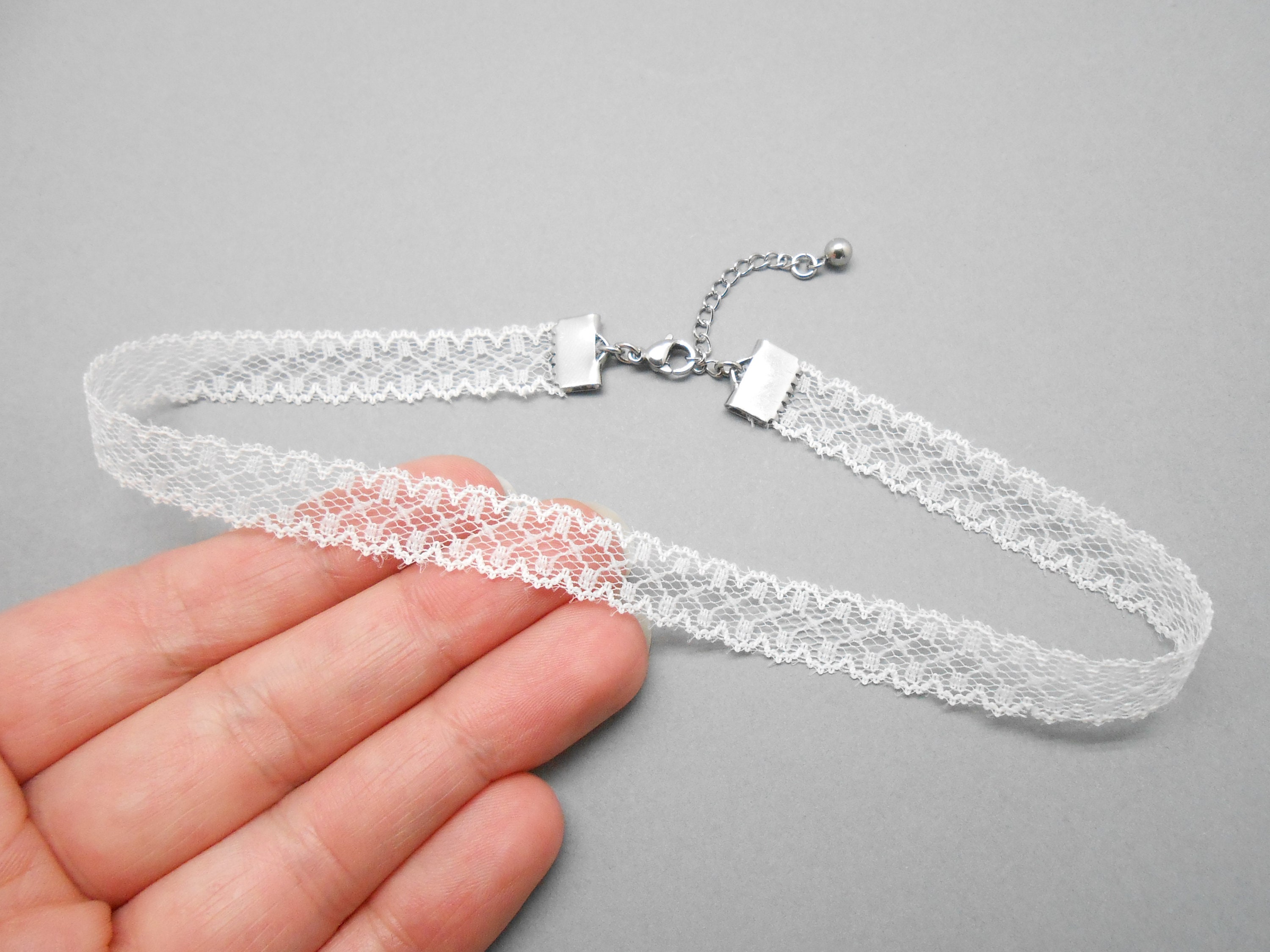 Lace choker, bridal necklace, white lingerie