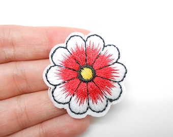 Red flower crest, heat-adhesive badge, hide a hole, flower patch, customization