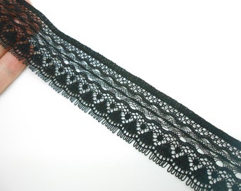 130 cm of black elastic lace ribbon 3.5 cm wide