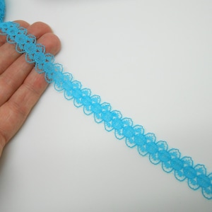 1 mètre de ruban en dentelle bleue pour vêtement de poupée, bijou en dentelle, choker, collier de chien