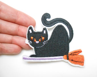 Black cat iron-on patch, hide a hole, cat patch, customization