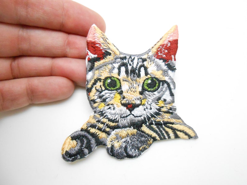 Cat patch, iron-on patch, hide a hole, cat patch, customization image 1