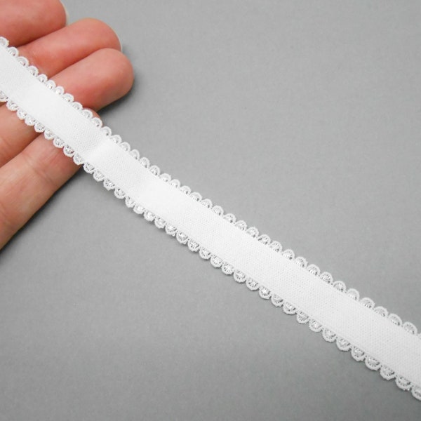 1 mètre 60 de ruban élastique blanc à picots de 14 mm pour la lingerie, ruban élastique fantaisie, lingerie handmade, jarretière