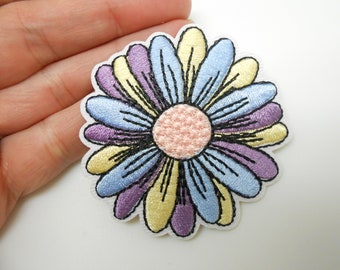 Multicolored flower patch, iron-on patch, hide a hole, flower patch, customization