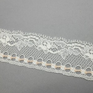 1 meter of ecru and pink French lace ribbon image 2