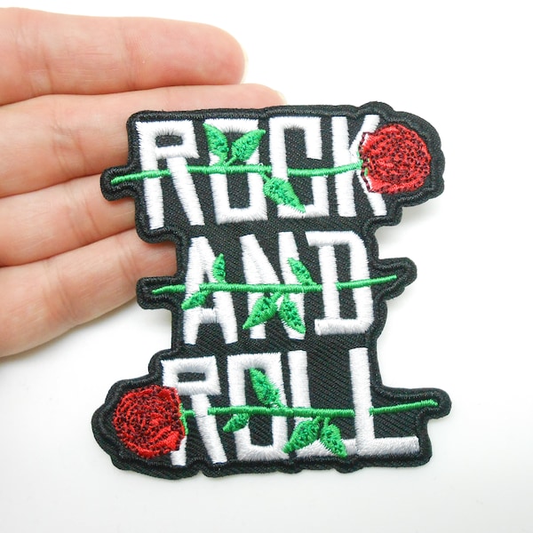 Ecusson rock and roll, écusson thermocollant, cacher un trou, patch rock and roll, customisation