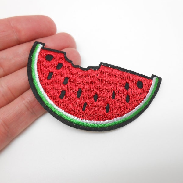 Ecusson pastèque, écusson thermocollant, cacher un trou, patch pastèque, customisation, écusson fruit