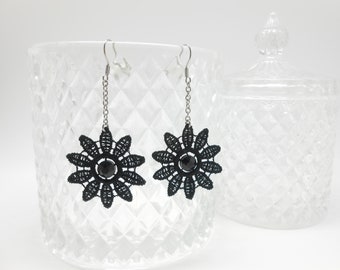 Stainless steel earrings with lace flowers, Christmas gift