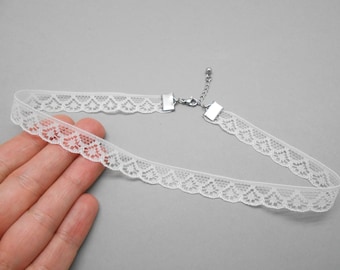 Witte kanten choker, hondenhalsband, kanten choker, choker, bruidskraag