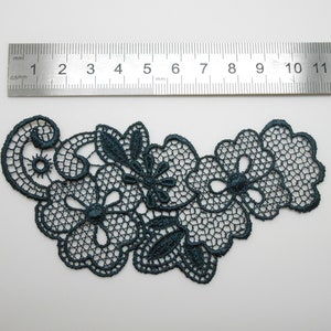 2 Dark gray lace appliques measuring 11 x 5.5 cm image 4