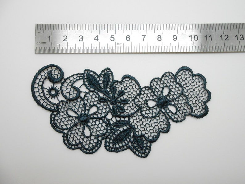 2 Dark gray lace appliques measuring 11 x 5.5 cm image 4