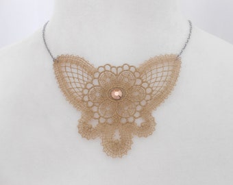 lace necklace with stainless steel chain
