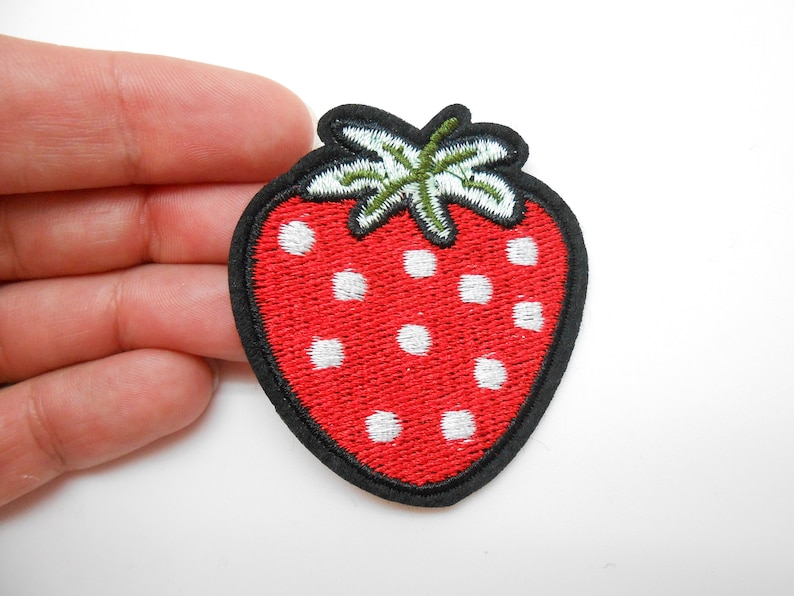 Strawberry patch, iron-on patch, hide a hole, strawberry patch, customization image 1