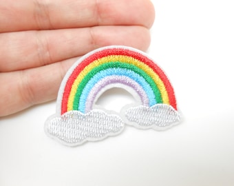 Iron-on rainbow patch, hide a hole, rainbow patch, customization, bag patch