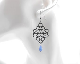 Boucles d'oreilles en acier inoxydable et en cristal de Swarovski, cadeau de Noël, cadeau noces de cristal