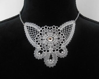 lace necklace with stainless steel chain