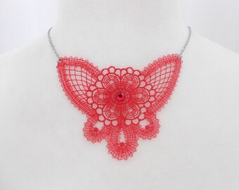 lace necklace with stainless steel chain