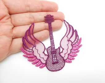 Apply embroidered tulle guitar, lace, couture, haberdashery, customization, lingerie handmade, lace lingerie