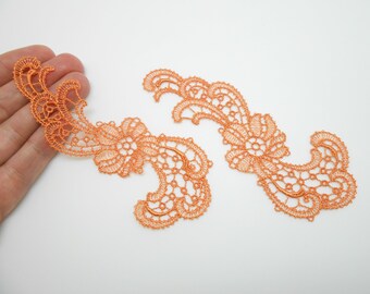 2 orange lace patterns, orange lingerie, handmade lingerie, haberdashery, couture