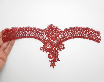 Large lace applique, dark red applique, lace applique