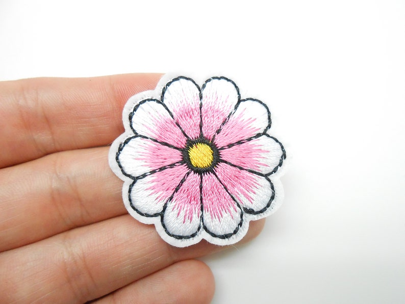 Pink flower crest, heat-adhesive badge, hide a hole, flower patch, customization image 1