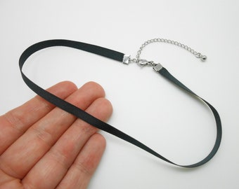Black satin and stainless steel fine choker, Christmas gift, dog collar, lingerie necklace, choker, 90s style jewelry