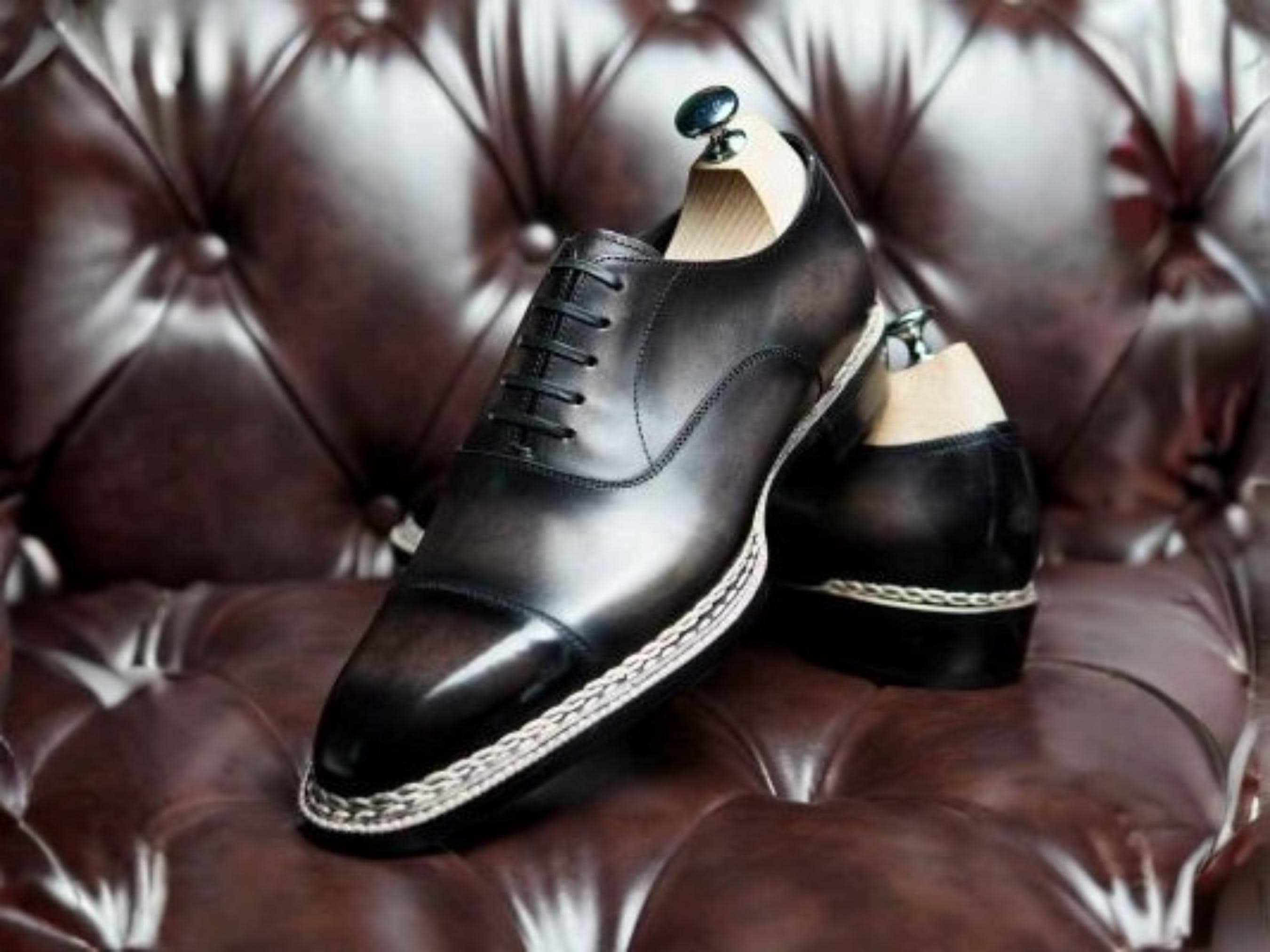 Mens Black and Silver Dress Shoes