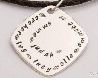 Colgante cuadrado de plata Argentium de gran calibre, colgante cuadrado personalizado