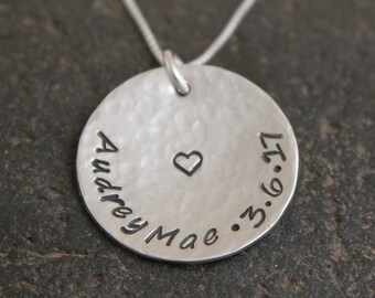 Hand Stamped Sterling Silver Charm or Necklace, Mother's Necklace or Charm