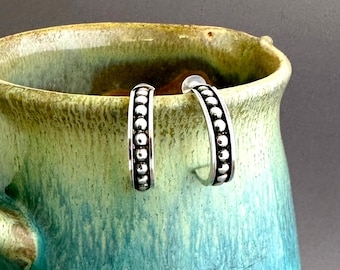 Fused Argentium Sterling Silver Half Hoop Earrings