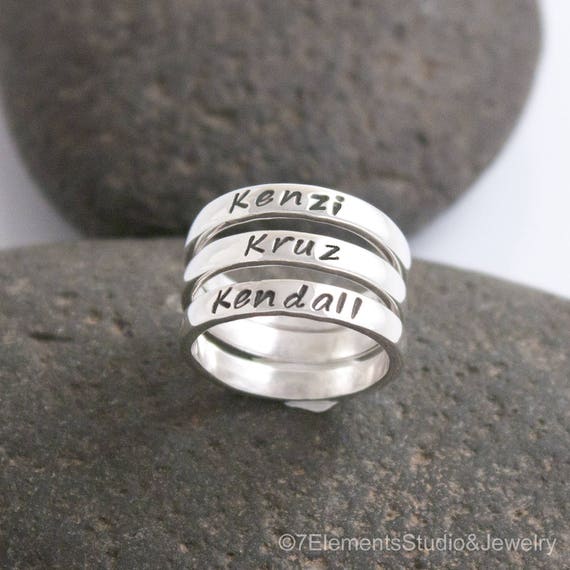 Mothers Ring, Personalized Sterling Silver Ring, Stacking Rings, Stacked Mother's Rings