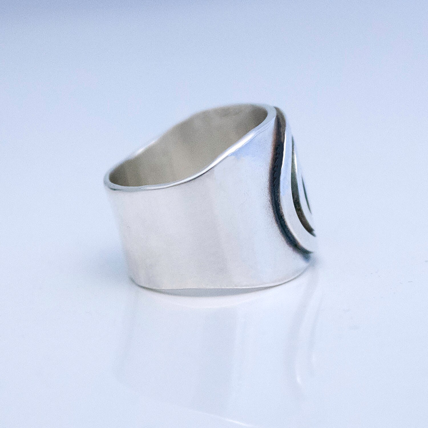 Spiral Sterling Silver Ring, Wide Silver Ring With