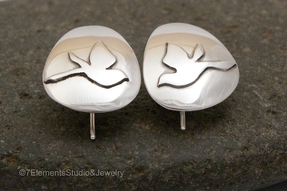 Mountain Bluebirds Earrings - Argentium Silver....Birds in Flight Series