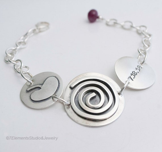 Fused Silver Spiral Bracelet, Healing Spiritual Journey Spiral Bracelet