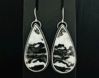 Zebra Jasper and Sterling Silver Earrings